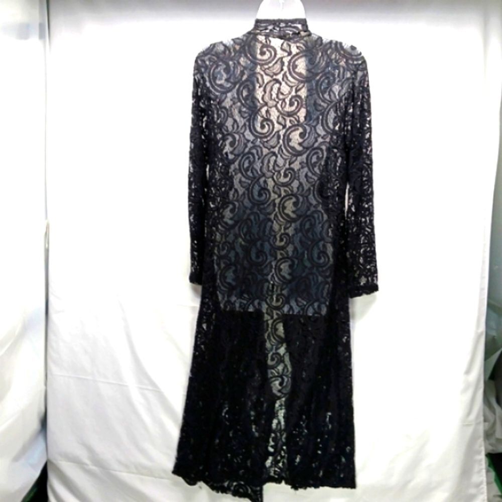 Objex 90s, Vintage Gothic Style Black Open Lace Open Front Duster Women's Small. - Picture 3 of 10